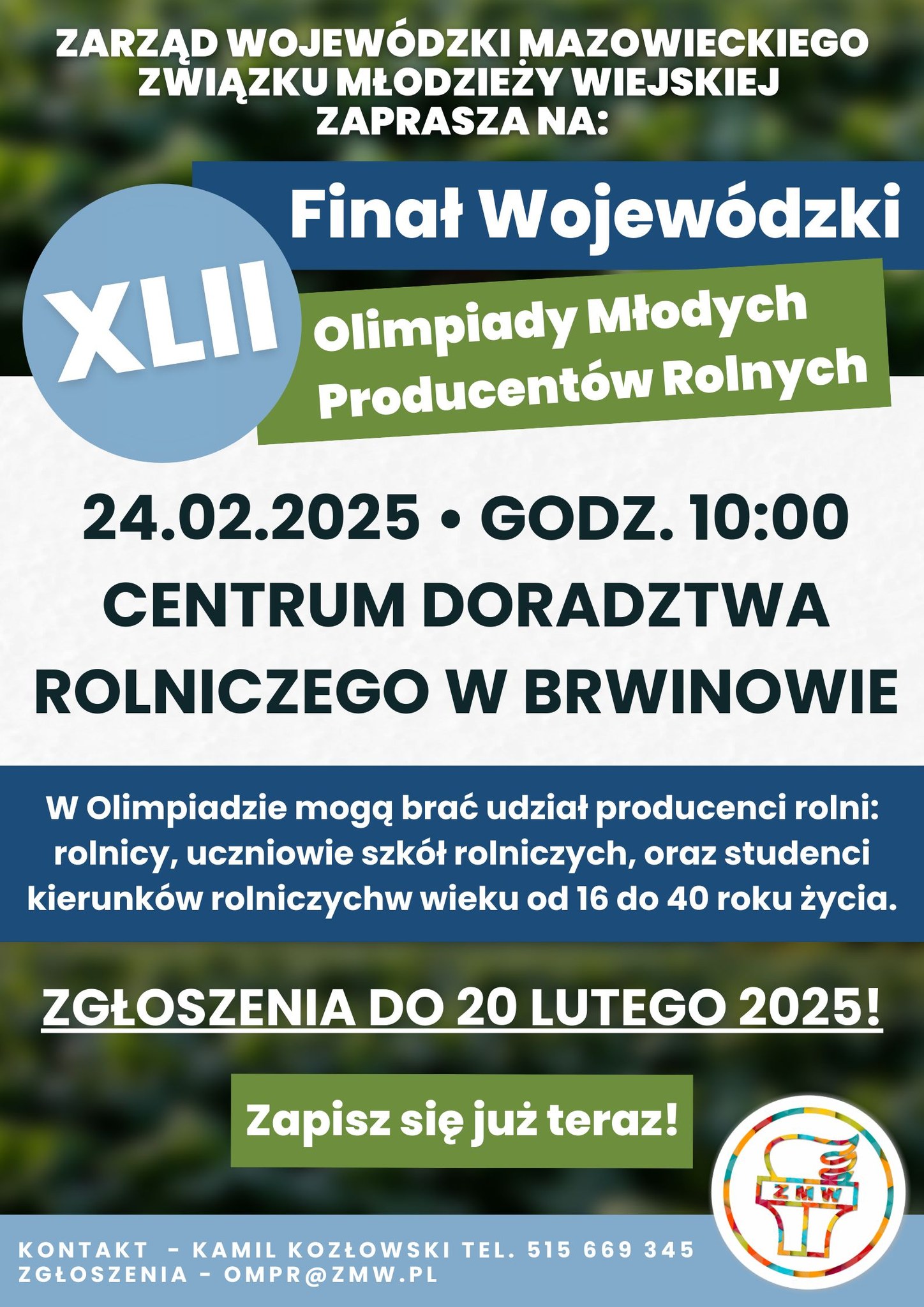 plakat informujący o olimpiadzie młodych producentów rolnych